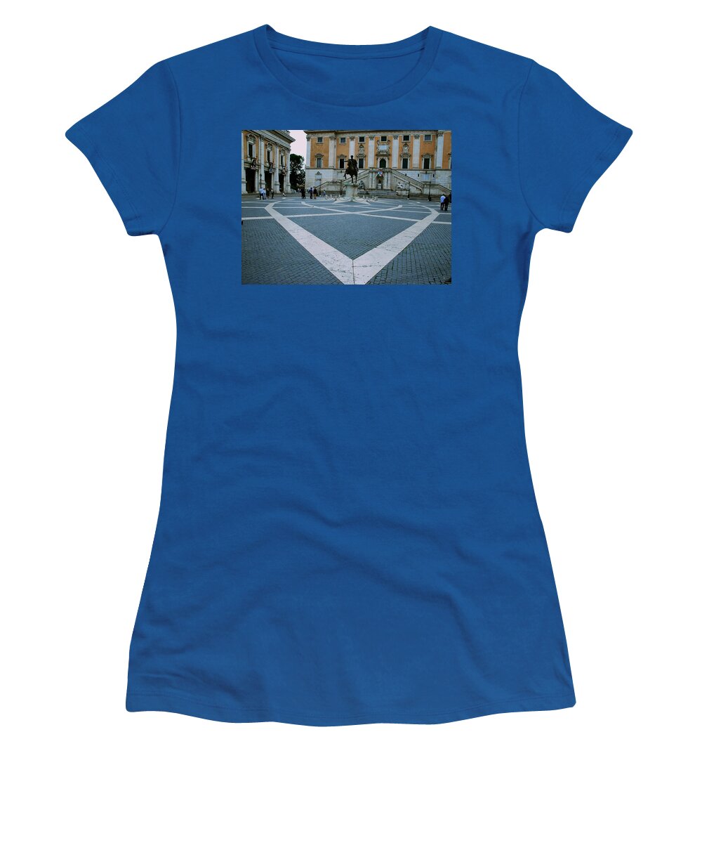 Capitoline Hill Women's T-Shirt featuring the photograph Michael Angelo's Campidoglio by Eric Tressler