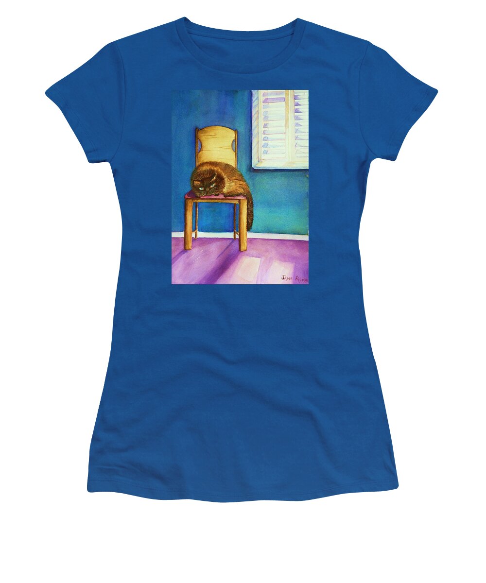 Cat Women's T-Shirt featuring the painting Kitty's Nap by Jane Ricker