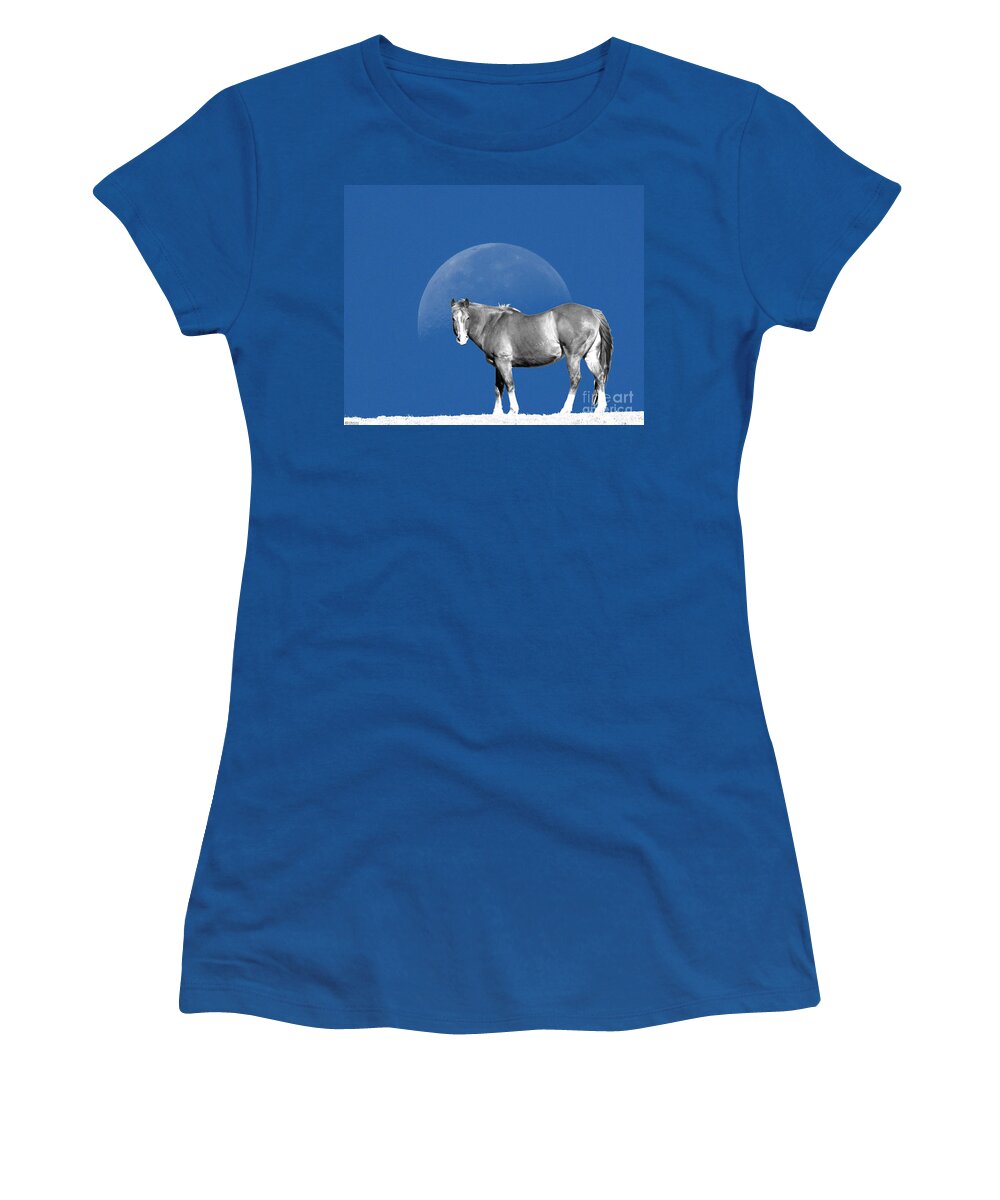 Horse Women's T-Shirt featuring the digital art Moonhorse by Lizi Beard-Ward