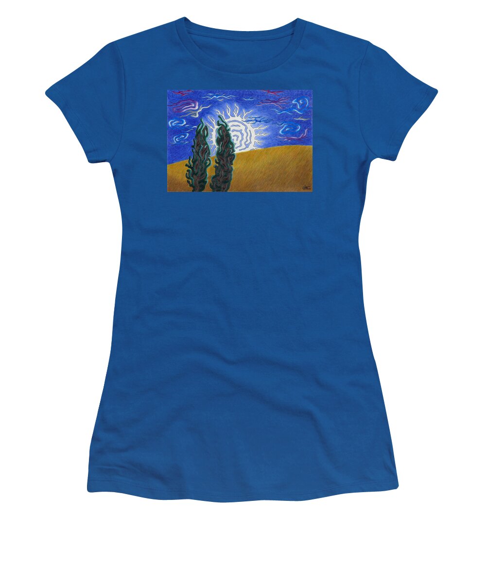 Moonshine Women's T-Shirt featuring the drawing Moonlight by Andreas Berthold