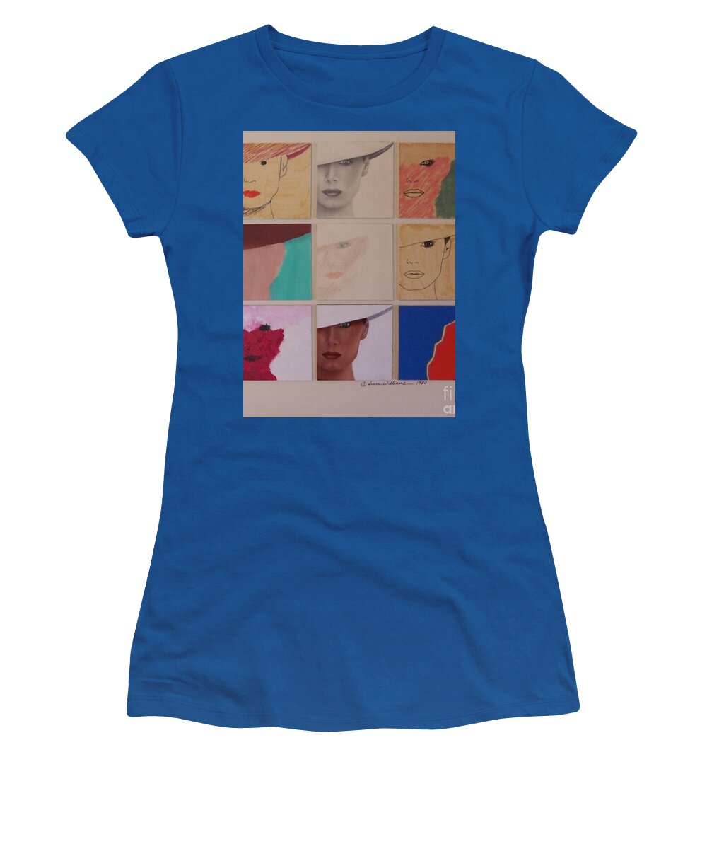 Blue Women's T-Shirt featuring the painting Nine ladies lolling by Susan Williams
