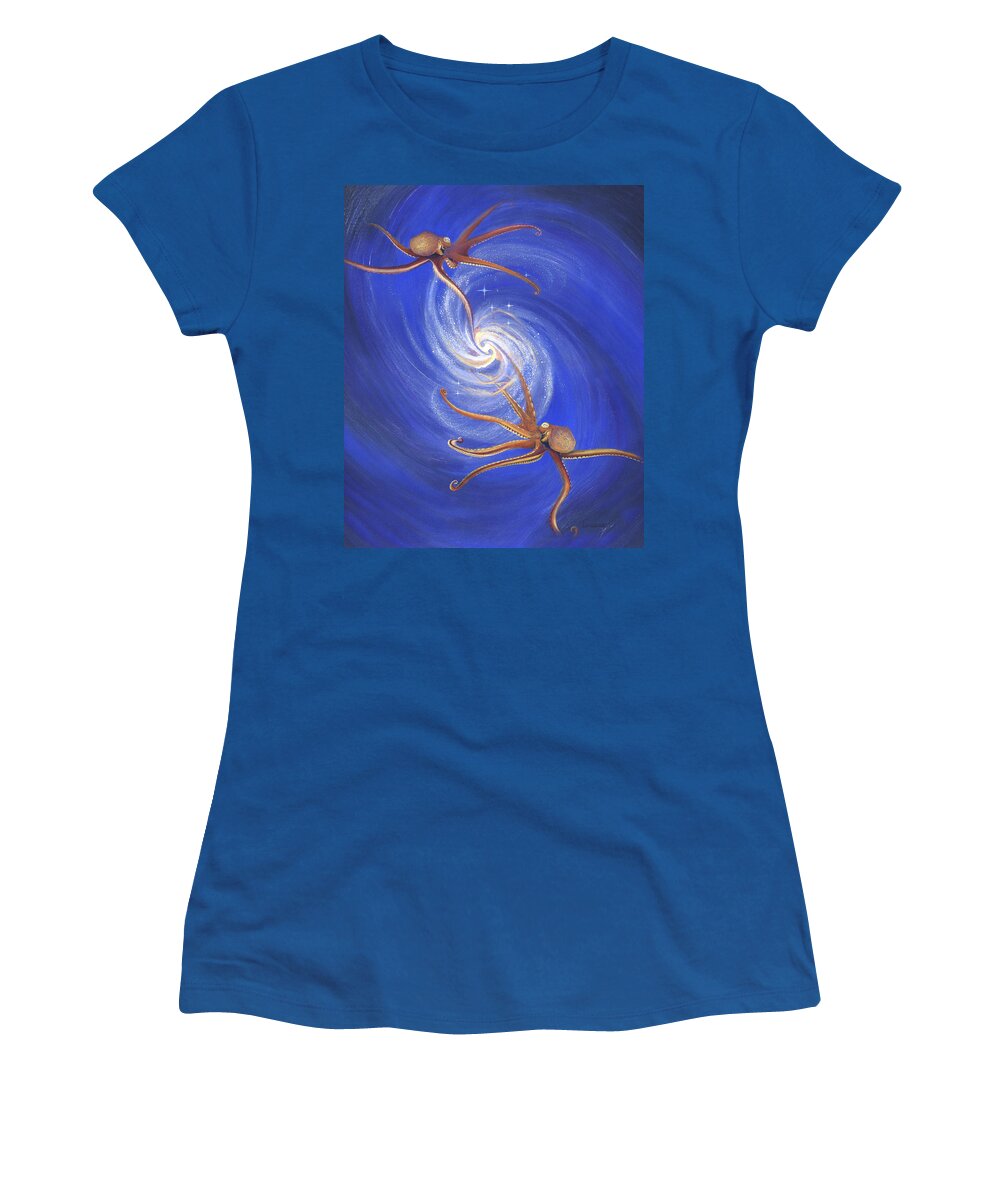 Nature Women's T-Shirt featuring the drawing Octopi Dance of Creation by Robin Aisha Landsong
