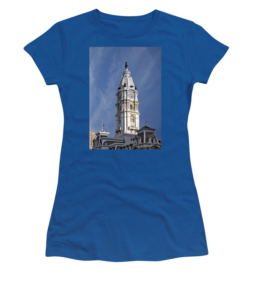 Beaux-arts Women's T-Shirt featuring the photograph Philadelphia City Hall Tower by Susan Candelario