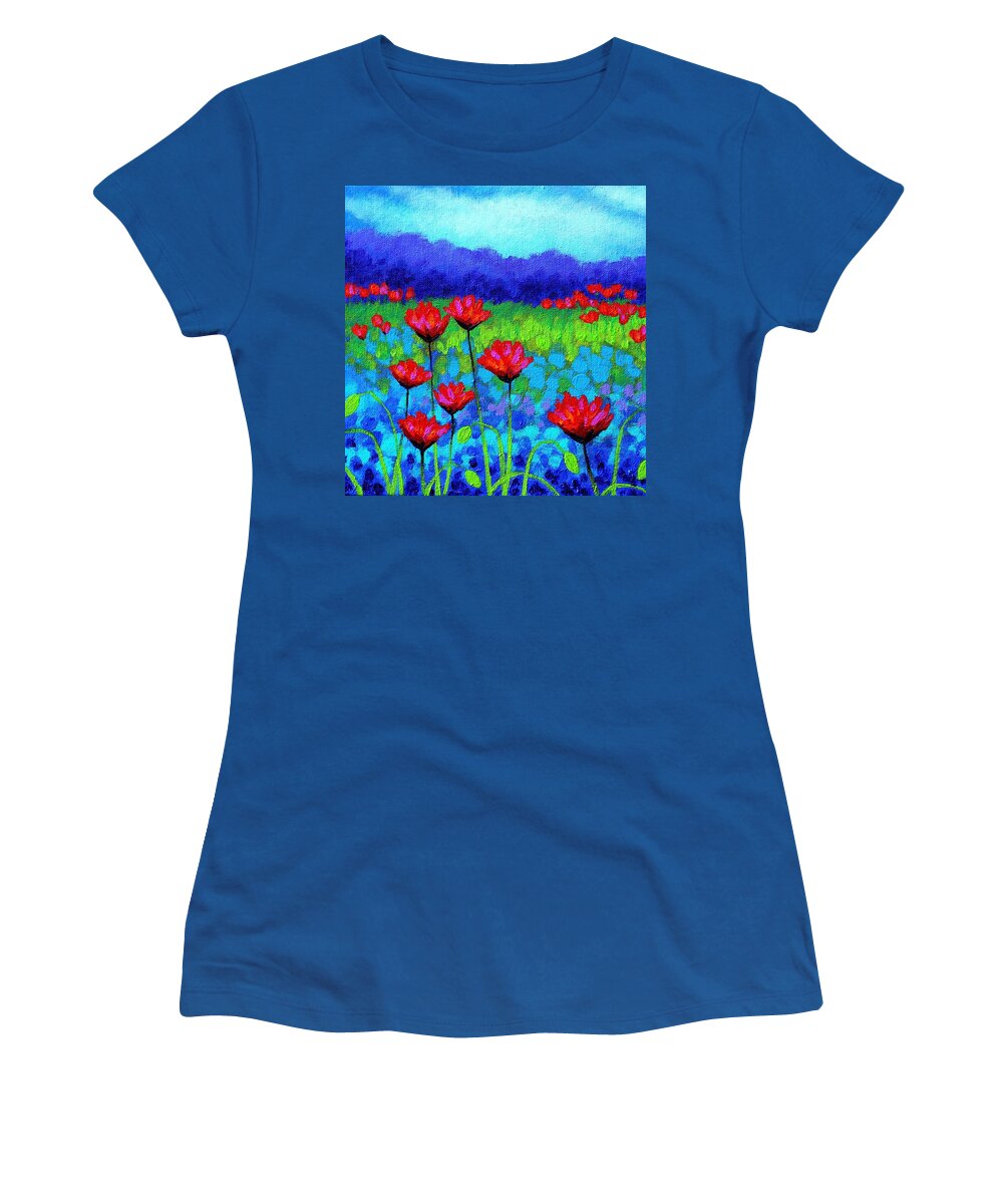 Acrylic Women's T-Shirt featuring the painting Poppy Study by John Nolan