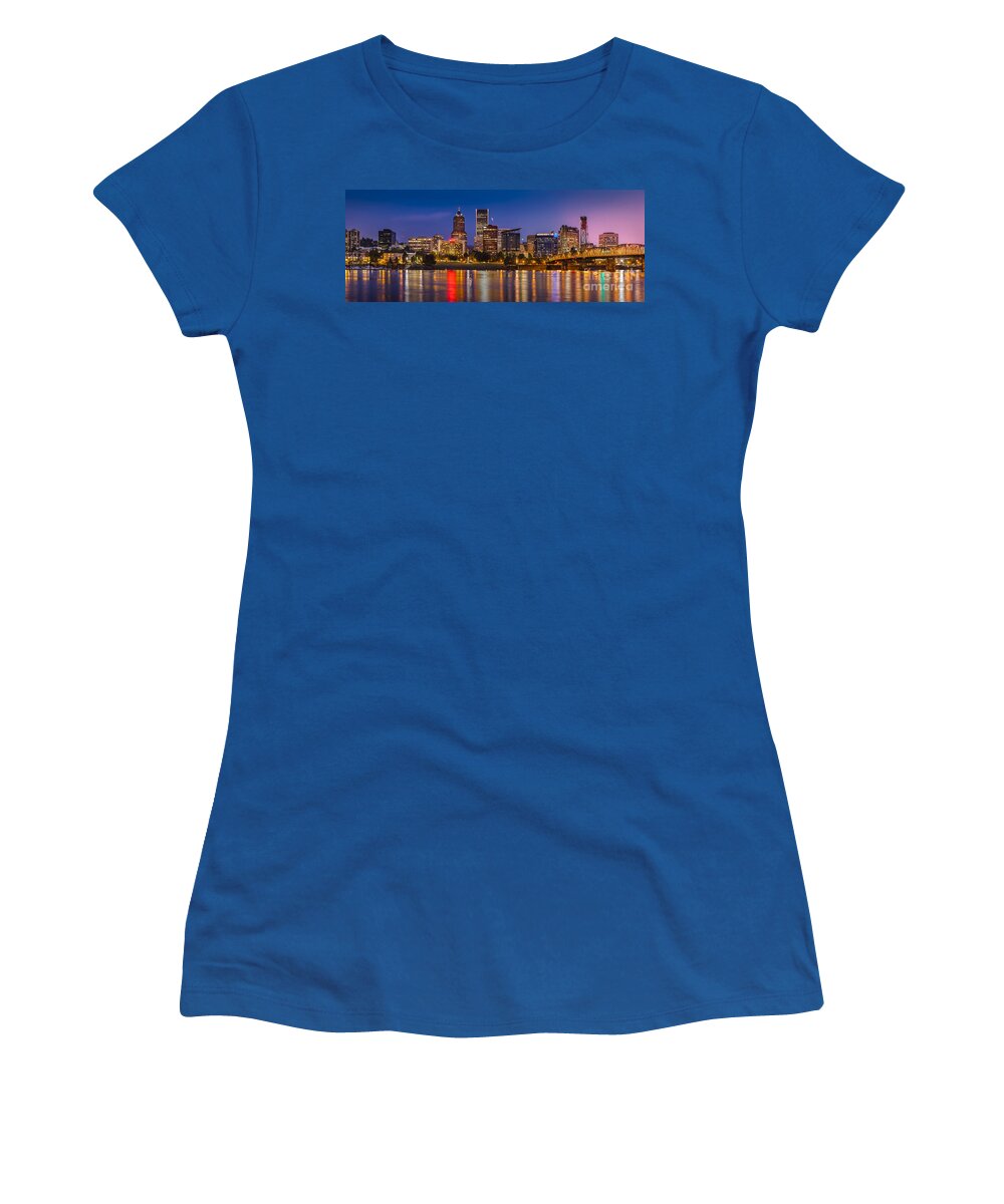 Architecture Women's T-Shirt featuring the photograph Portland Skyline PM by Brian Jannsen