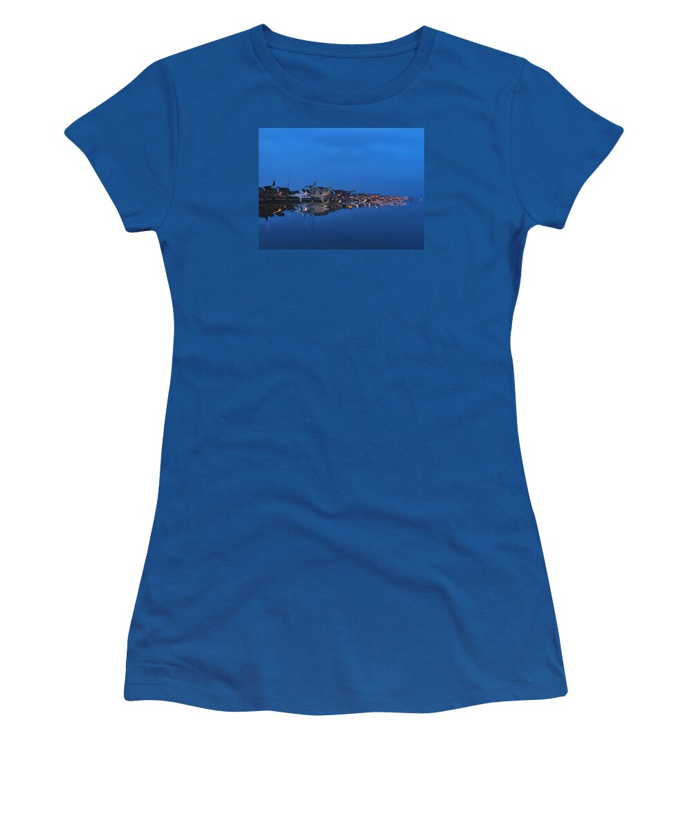 Seascape Women's T-Shirt featuring the photograph Promenade in Blue by Spikey Mouse Photography