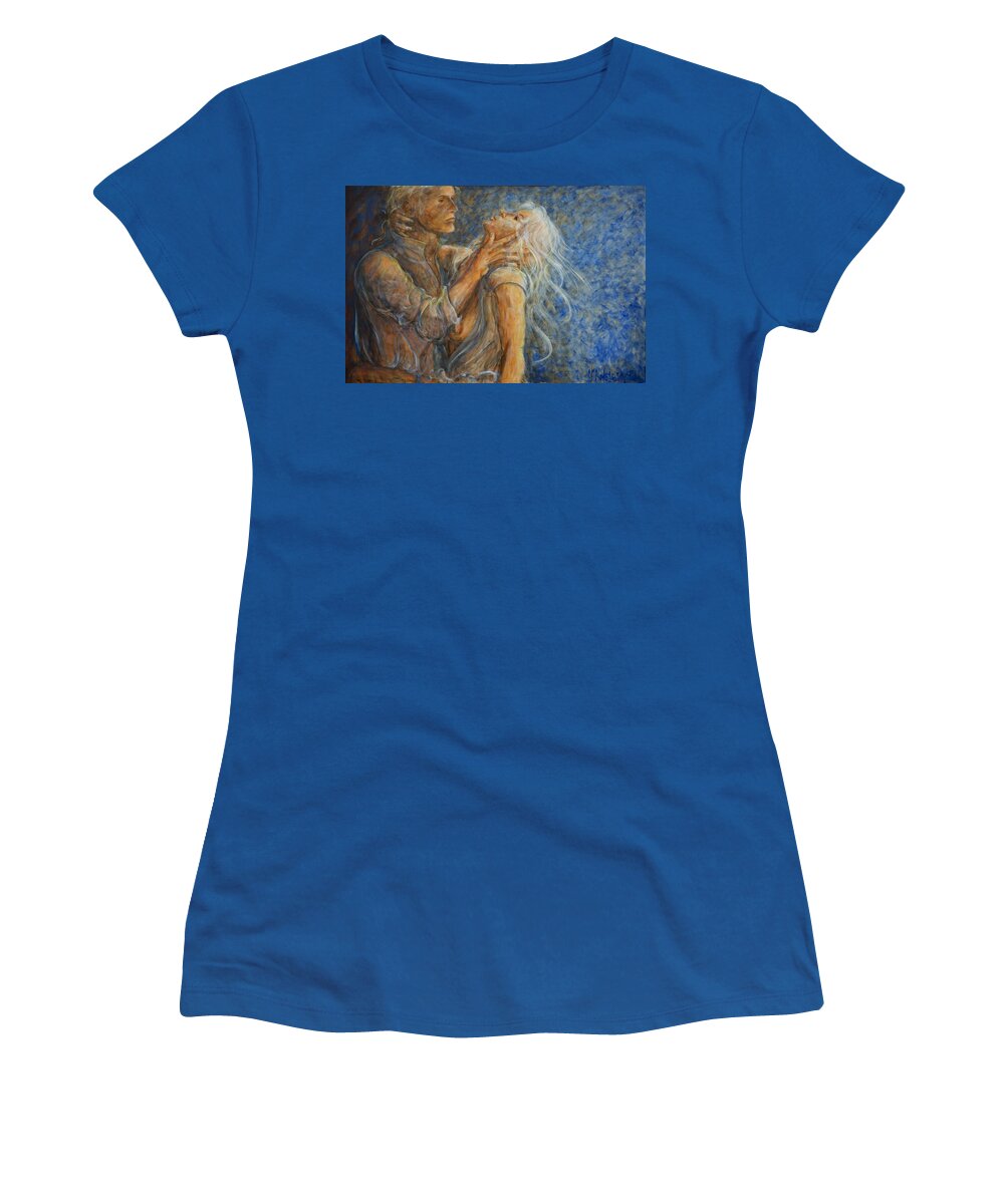Rapture Women's T-Shirt featuring the painting Rapture Ecstacy of Love by Nik Helbig