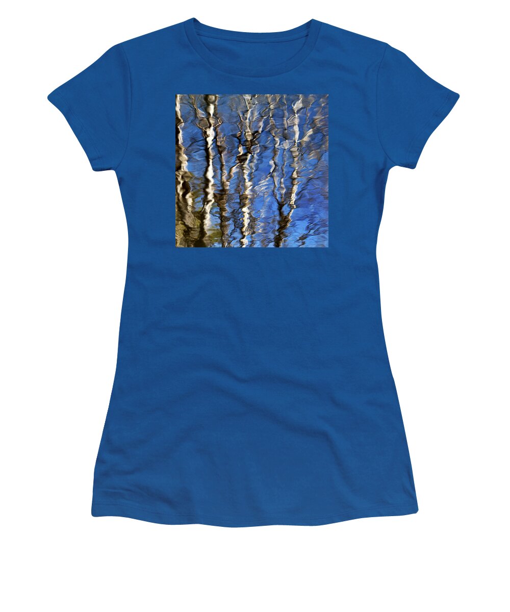Water Reflection Women's T-Shirt featuring the photograph Water Reflection Aspen Trees by Christina Rollo