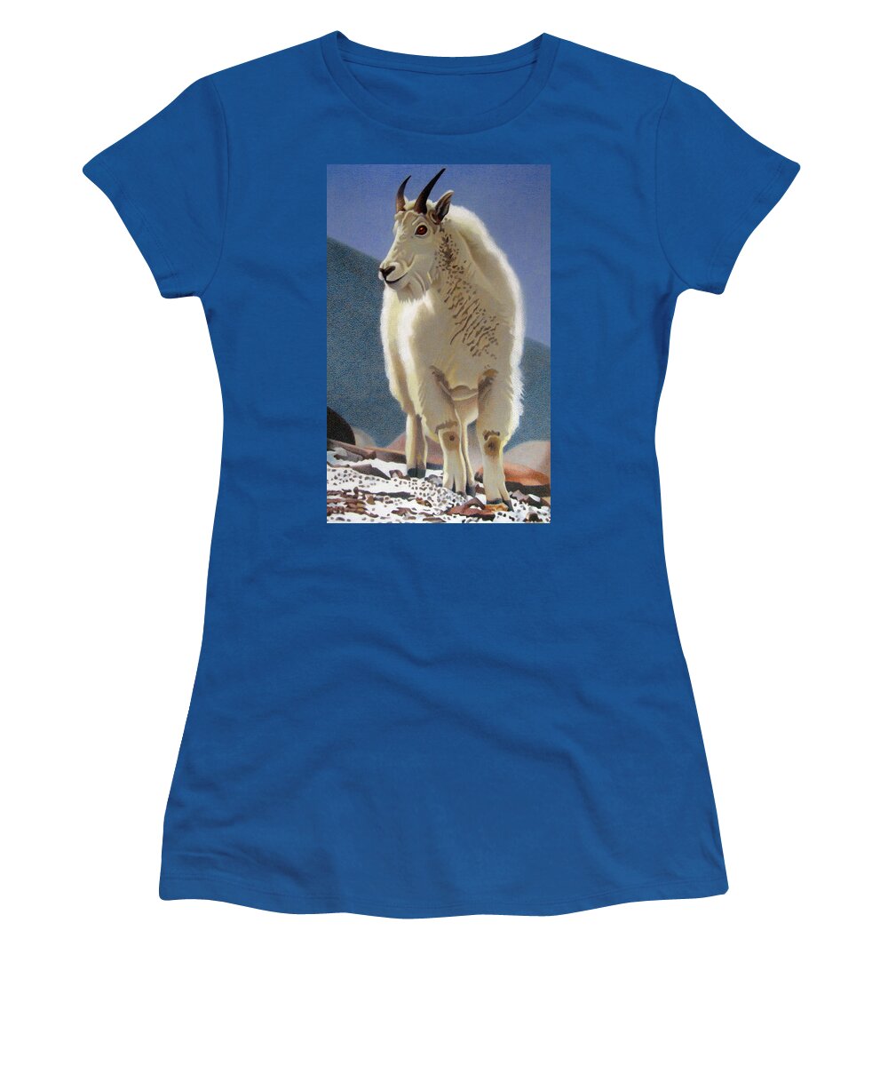Art Women's T-Shirt featuring the drawing Rocky Mountain Goat by Dan Miller