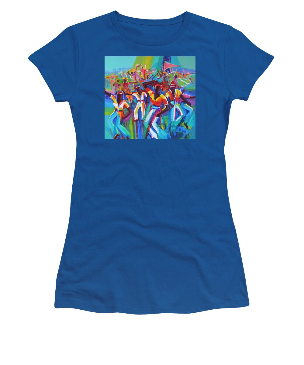 Abstract Women's T-Shirt featuring the painting Sailors Ashore by Cynthia McLean