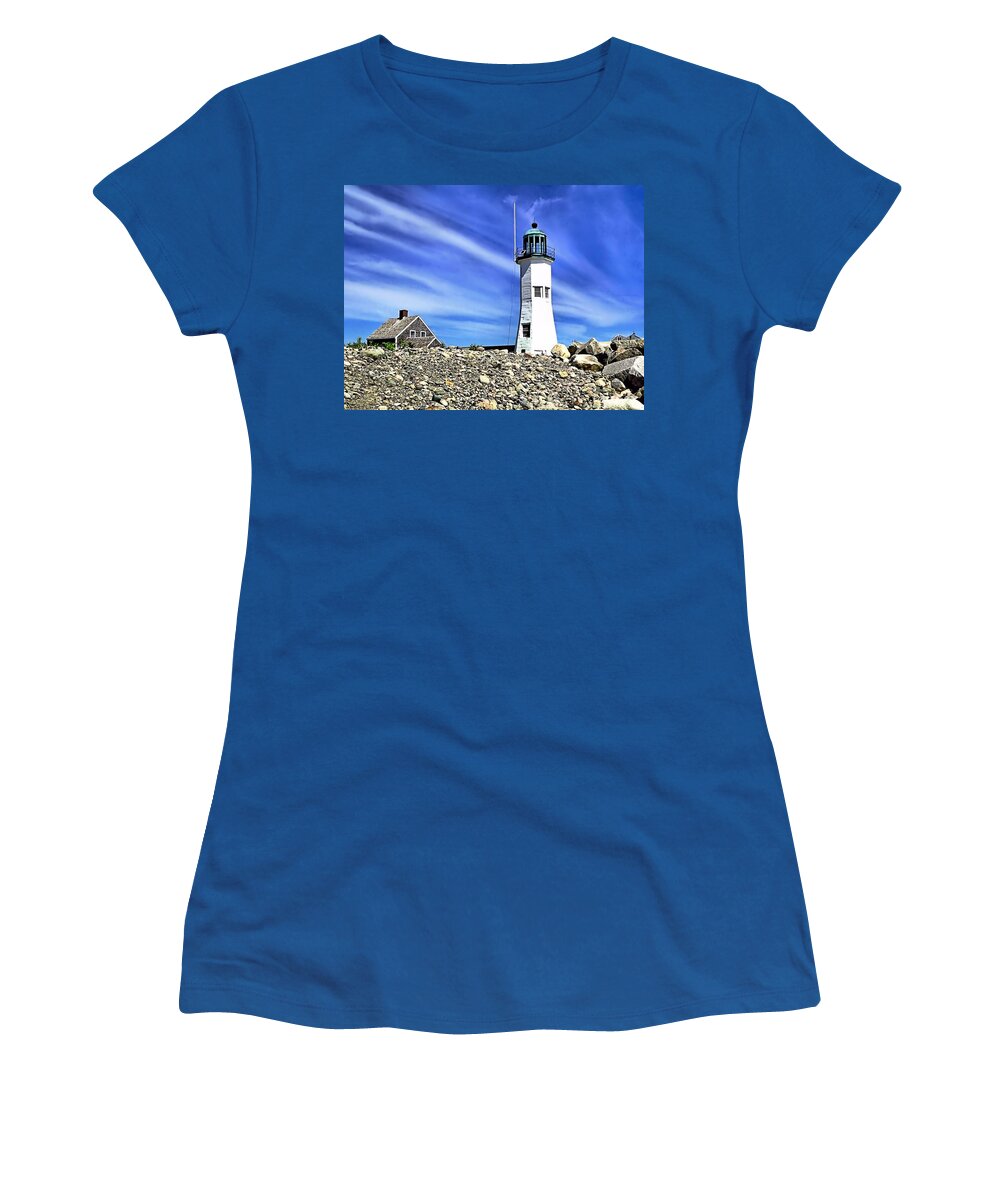 Lighthouses Women's T-Shirt featuring the photograph Scituate Lighthouse by Janice Drew
