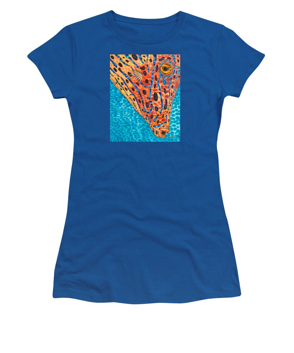 Scrawled Filefish Women's T-Shirt featuring the painting Scrawled File Fish by Daniel Jean-Baptiste