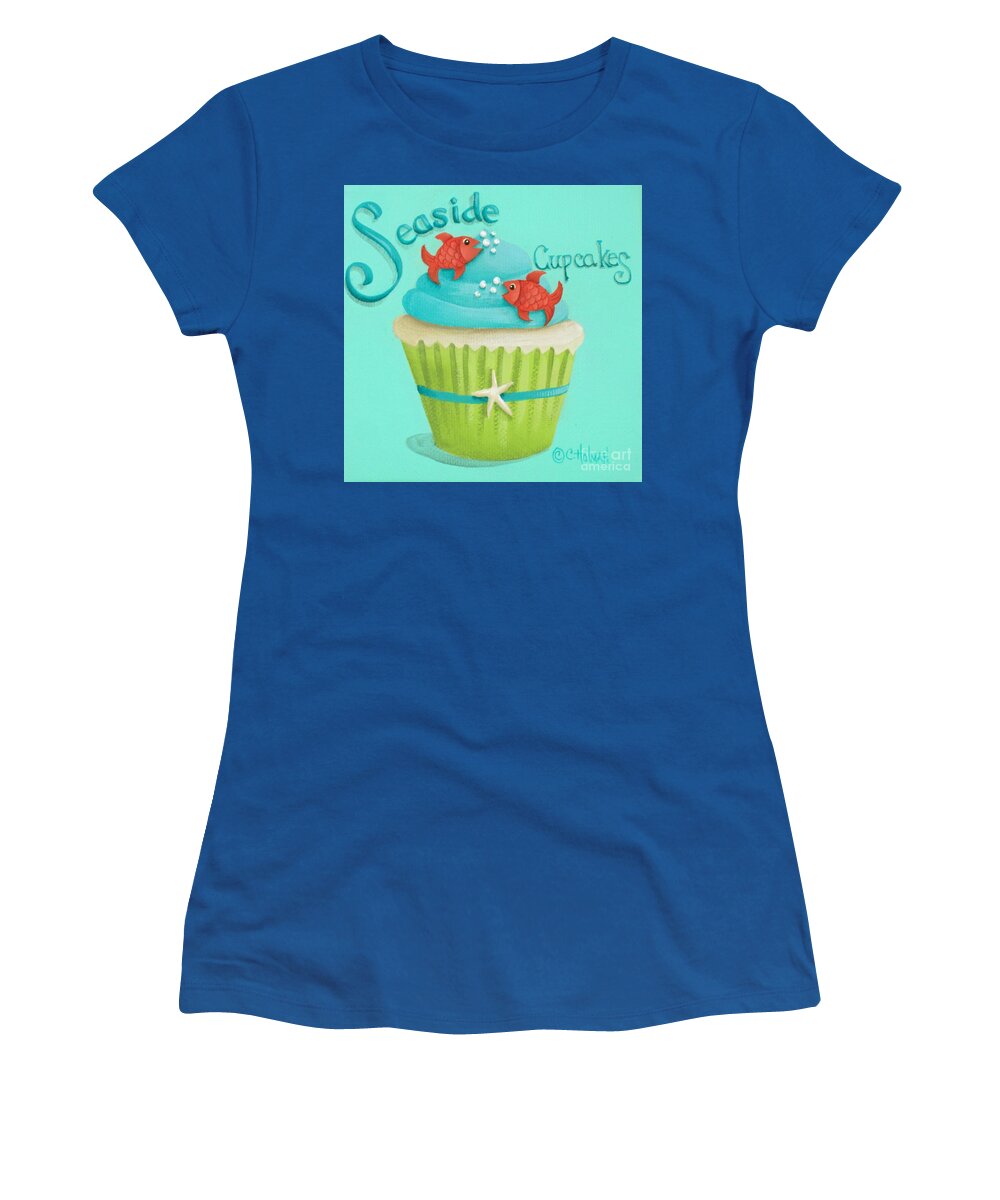 Art Women's T-Shirt featuring the painting Seaside Cupcakes by Catherine Holman