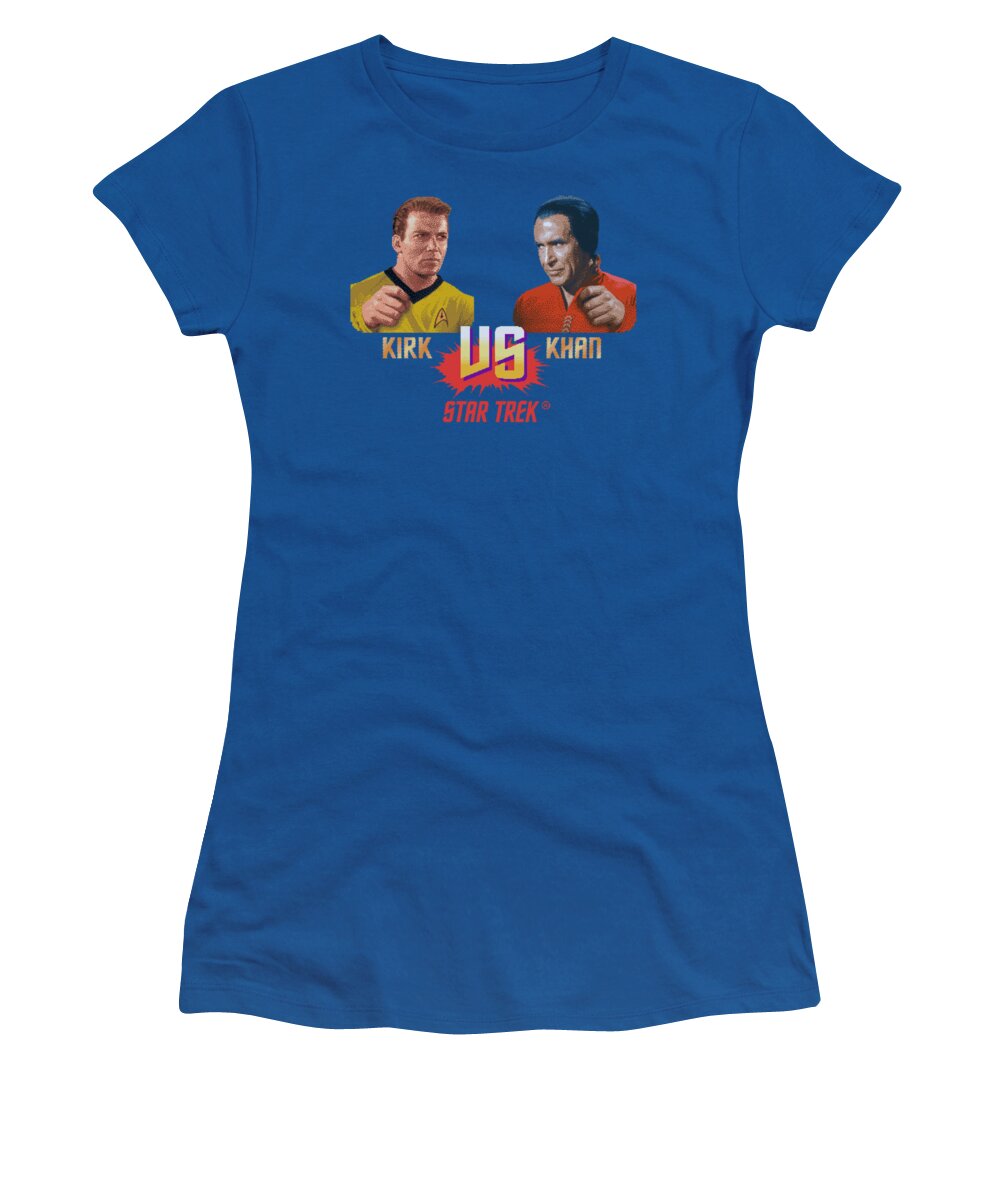 Star Trek Women's T-Shirt featuring the digital art Star Trek - Kirk Vs Khan by Brand A
