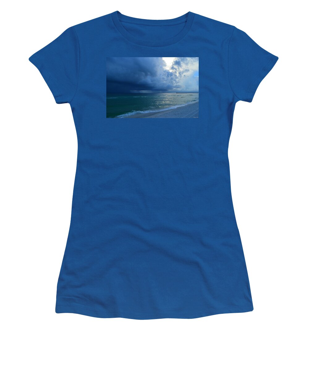 Storms Women's T-Shirt featuring the photograph Storms Brewing off Navarre Beach at Dawn by Jeff at JSJ Photography