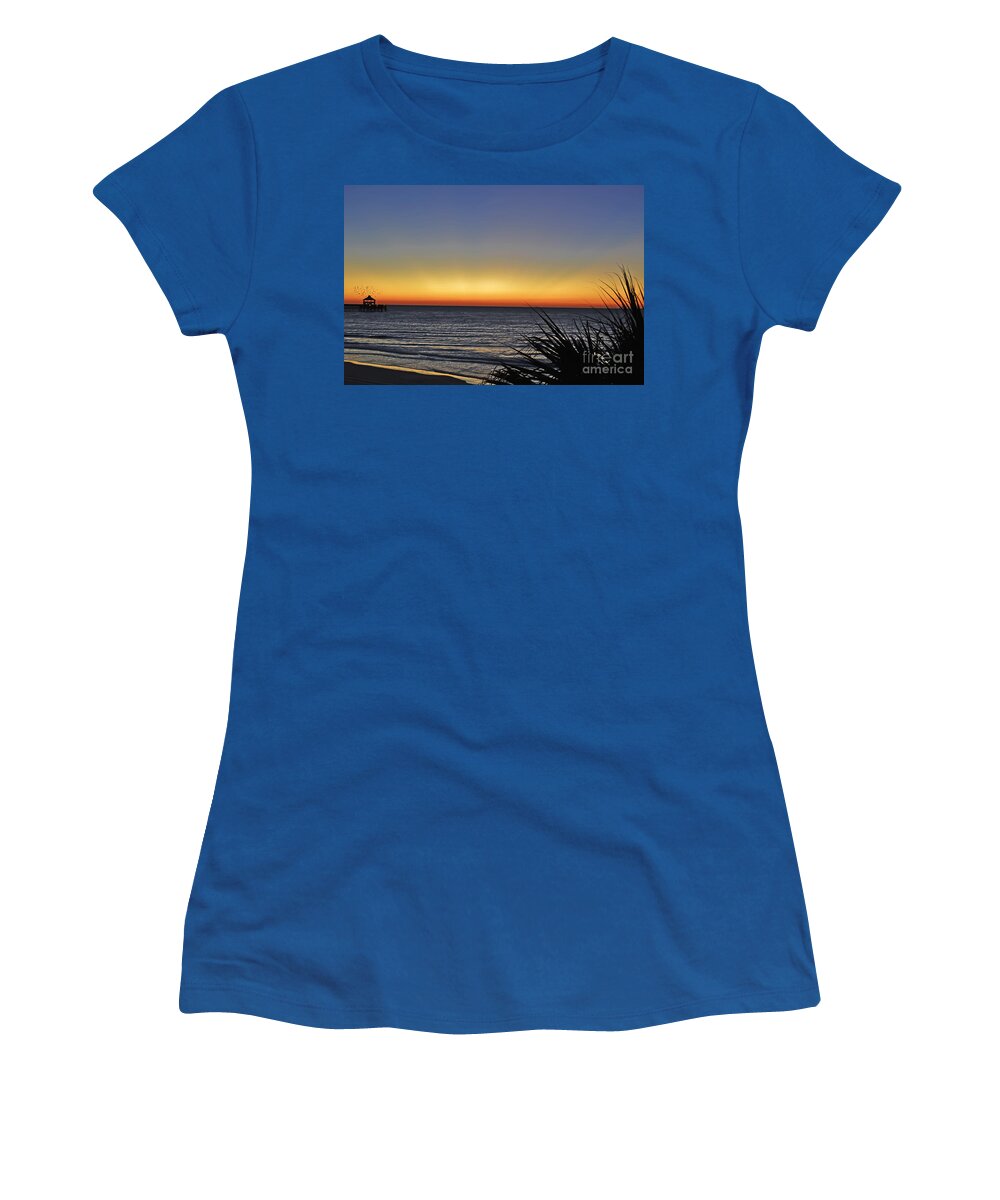 Folly Beach Women's T-Shirt featuring the photograph Sunrise at Folly by Elvis Vaughn