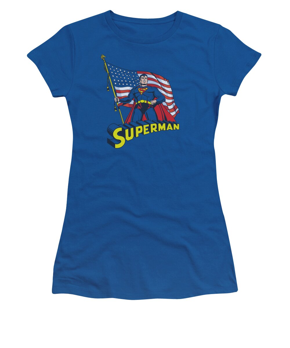 Superman Women's T-Shirt featuring the digital art Superman - American Flag by Brand A