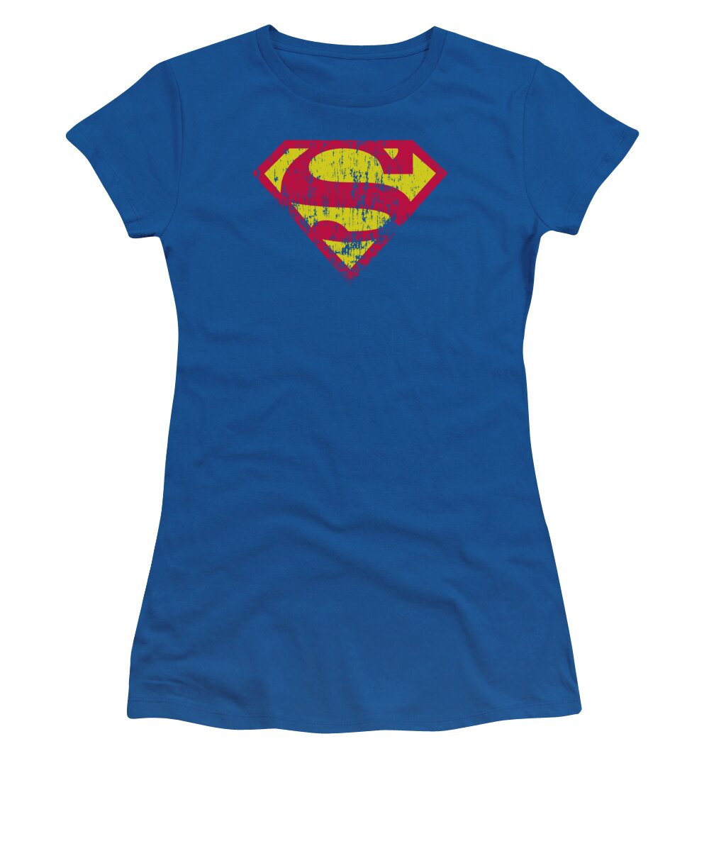 Superman Women's T-Shirt featuring the digital art Superman - Classic Logo Distressed by Brand A