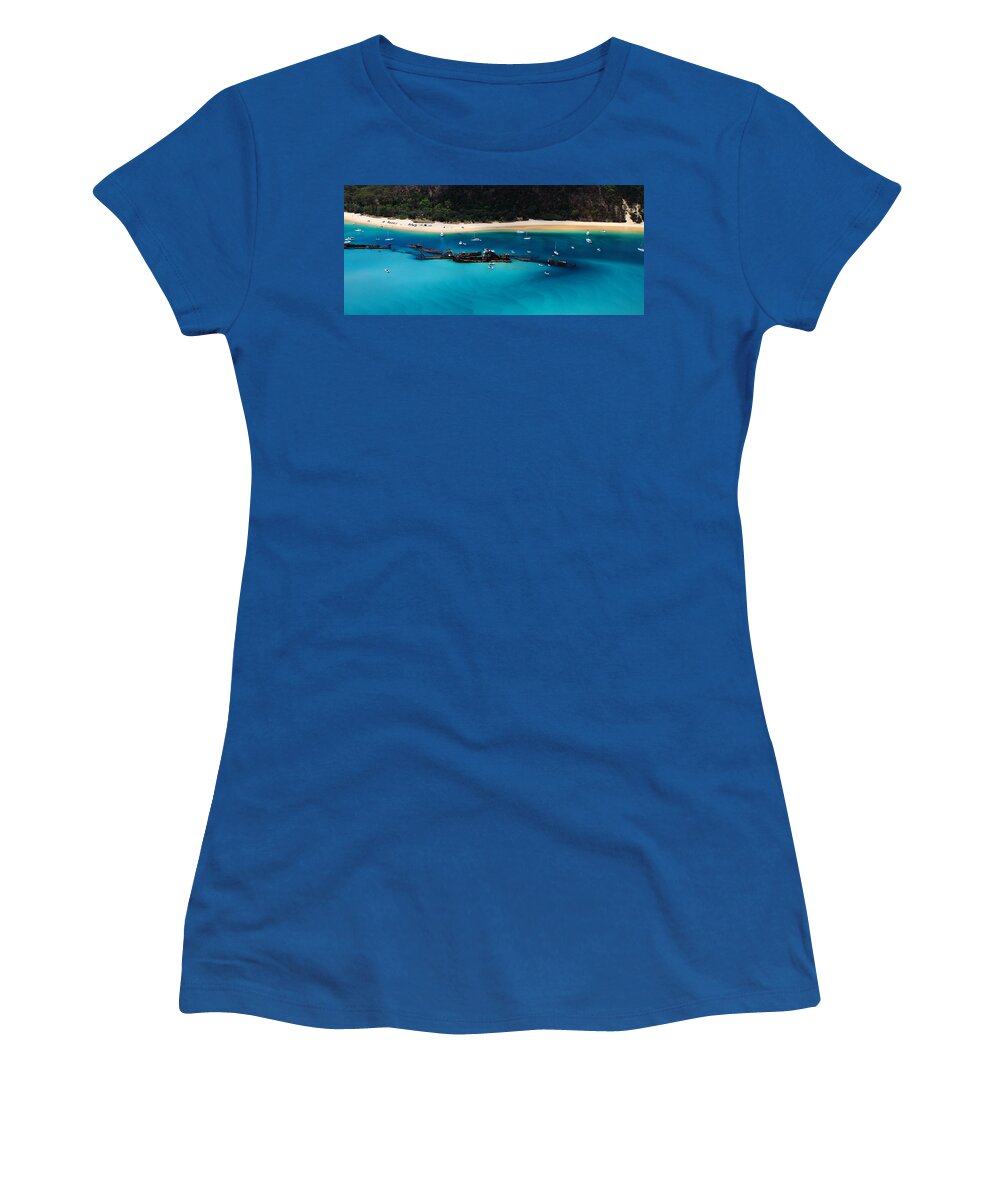 Tangalooma Women's T-Shirt featuring the photograph Tangalooma wrecks by Howard Ferrier