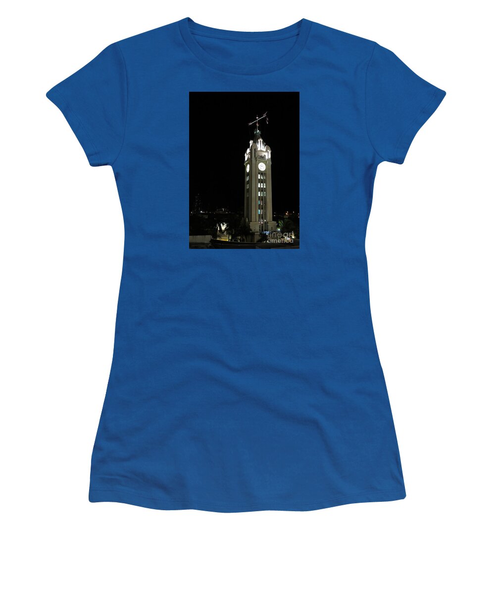 Clock Women's T-Shirt featuring the photograph Ten PM in Honolulu by Phyllis Kaltenbach