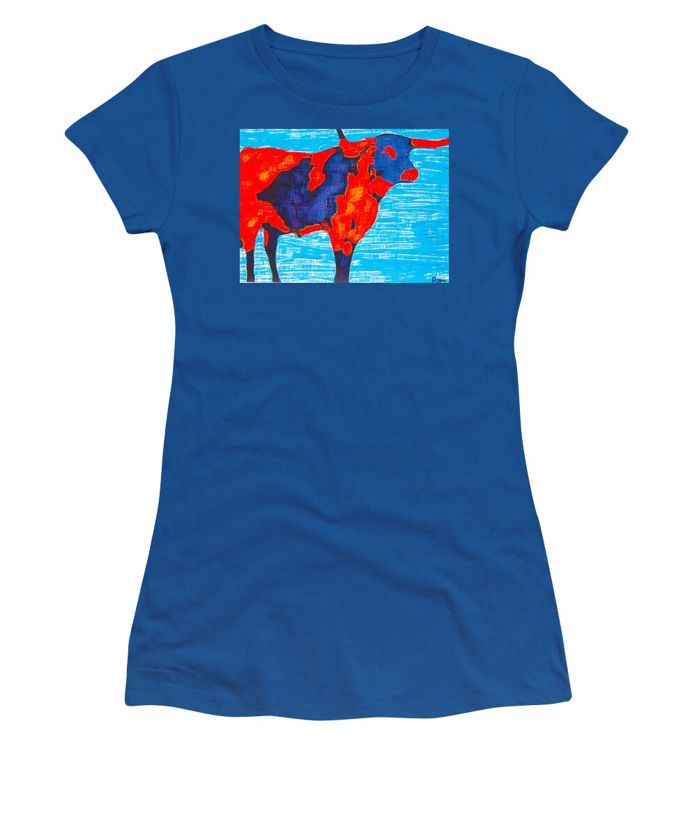 Cows Women's T-Shirt featuring the painting Texan Longhorn by Robert Margetts