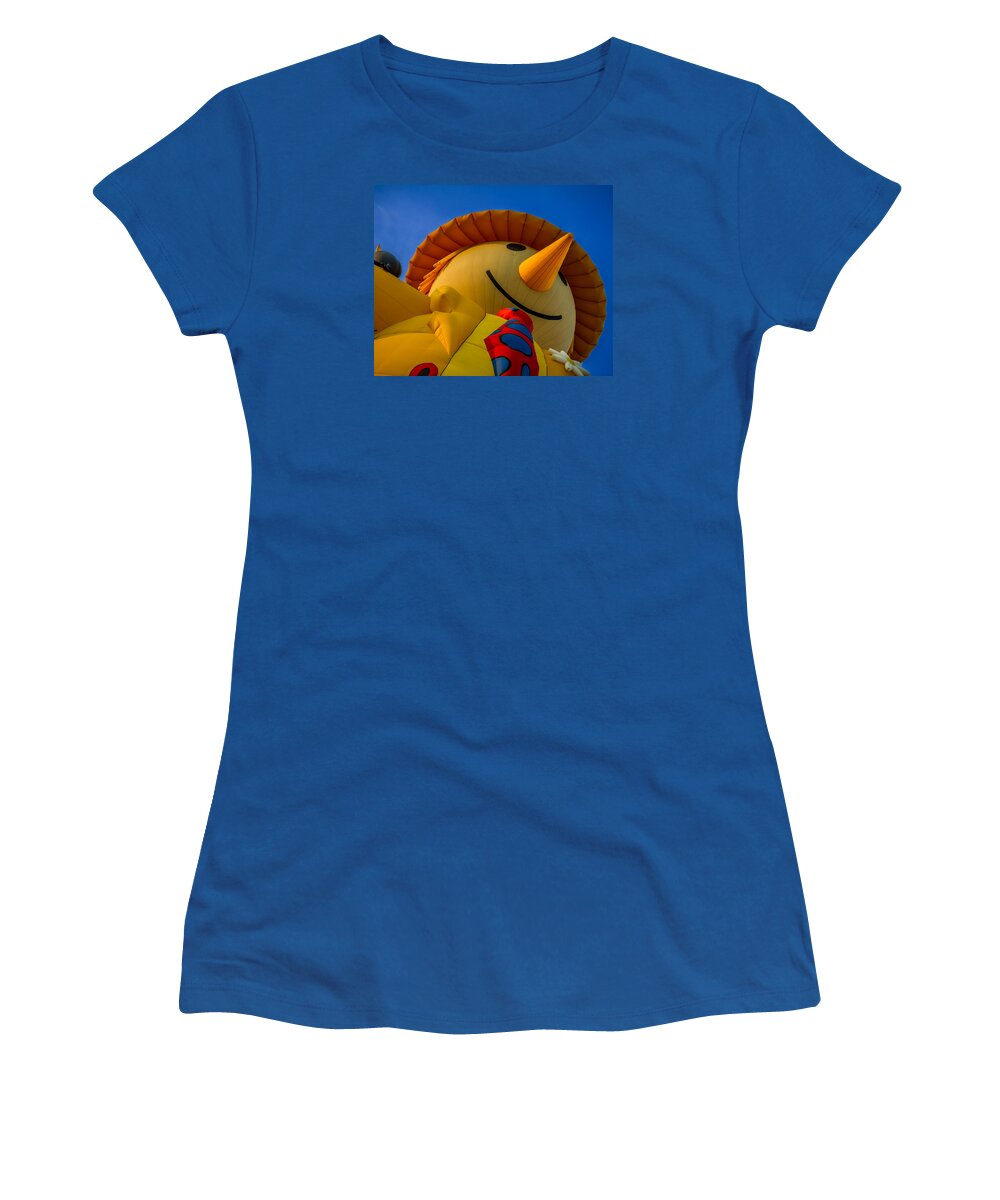 Art Women's T-Shirt featuring the photograph Smiley Scarecrow Balloon - Hot Air Balloon by Ron Pate