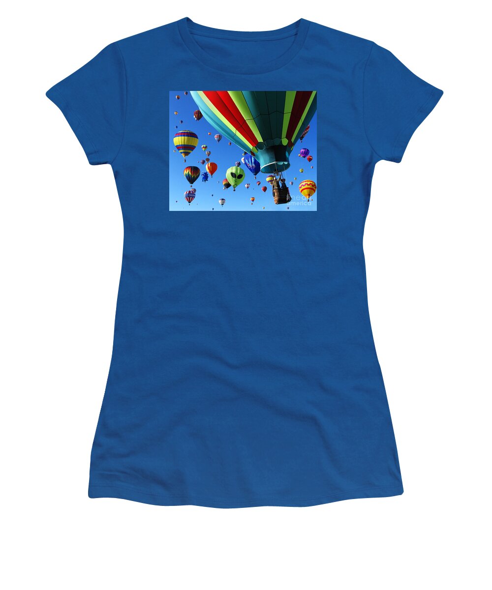 Hot Air Balloons Women's T-Shirt featuring the photograph The Sky is Full by Vivian Christopher