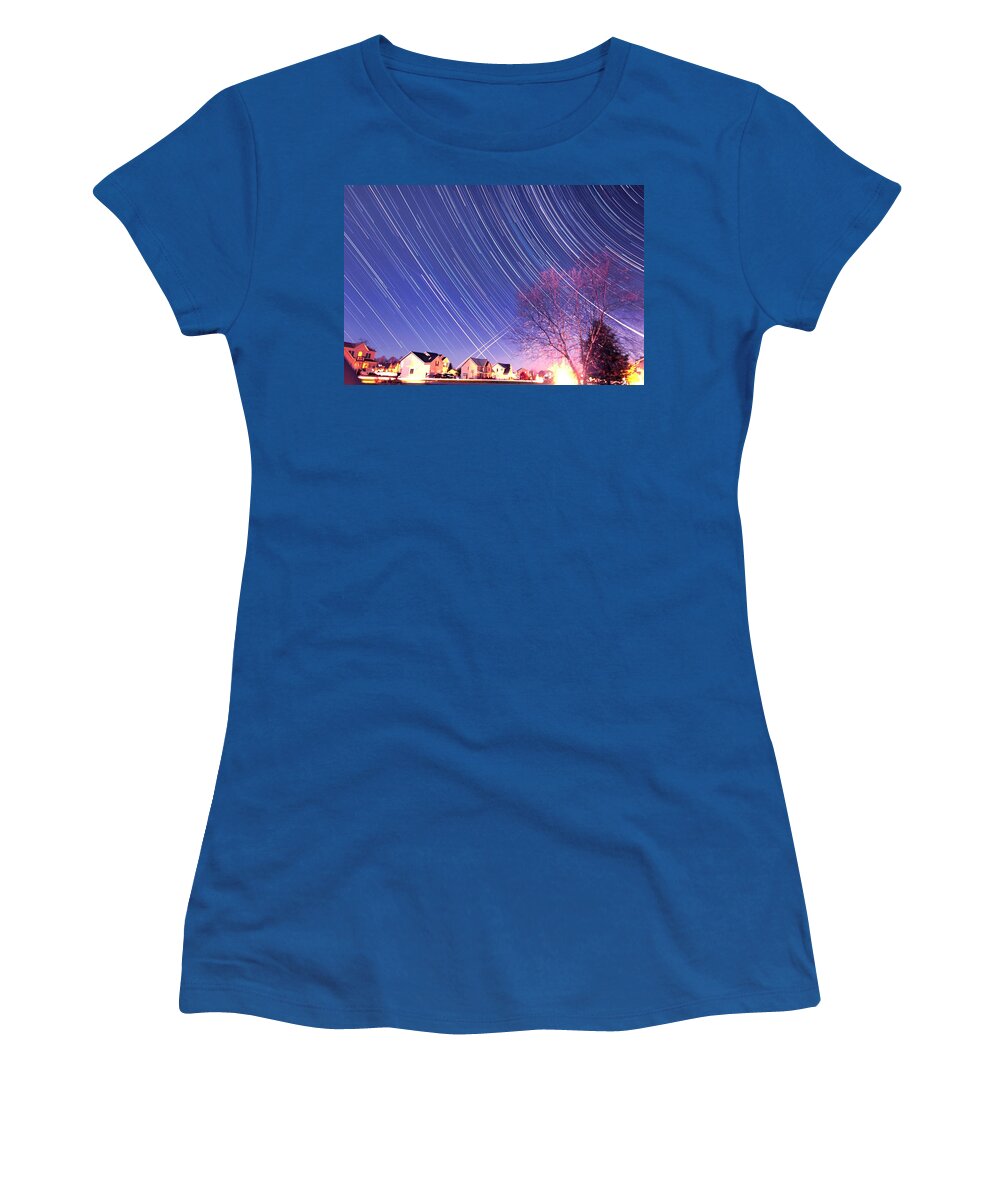 The Women's T-Shirt featuring the photograph The star trails by Paul Ge