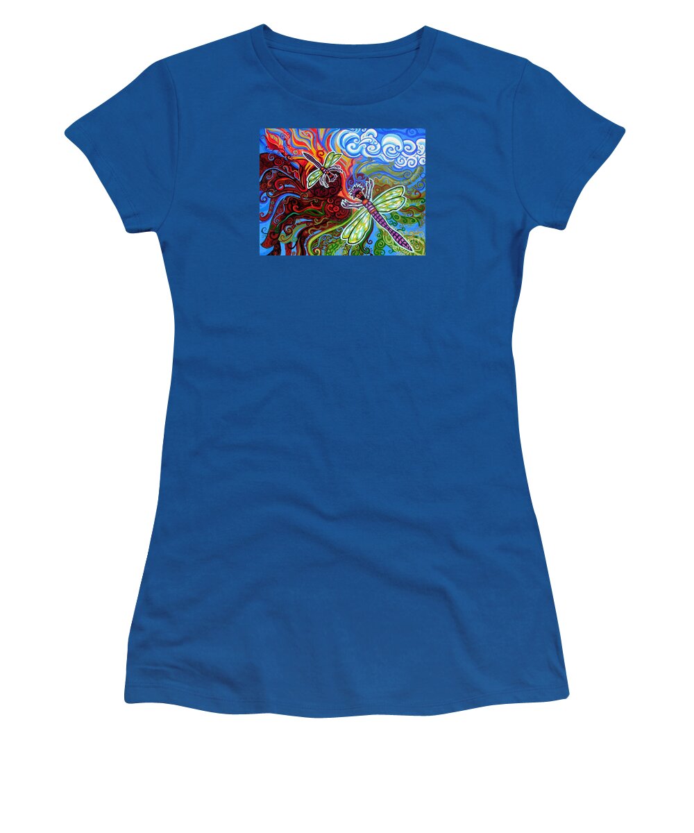 Dragonfly Women's T-Shirt featuring the painting Two Dragonflies by Genevieve Esson