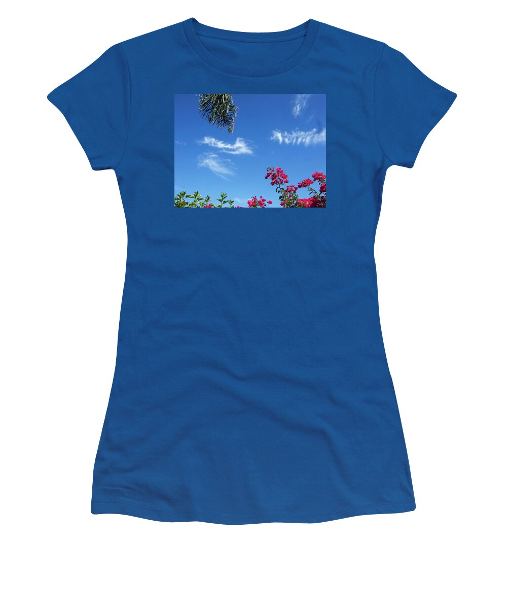 Bouganvillia Women's T-Shirt featuring the photograph Under the Palms by Steve Ondrus
