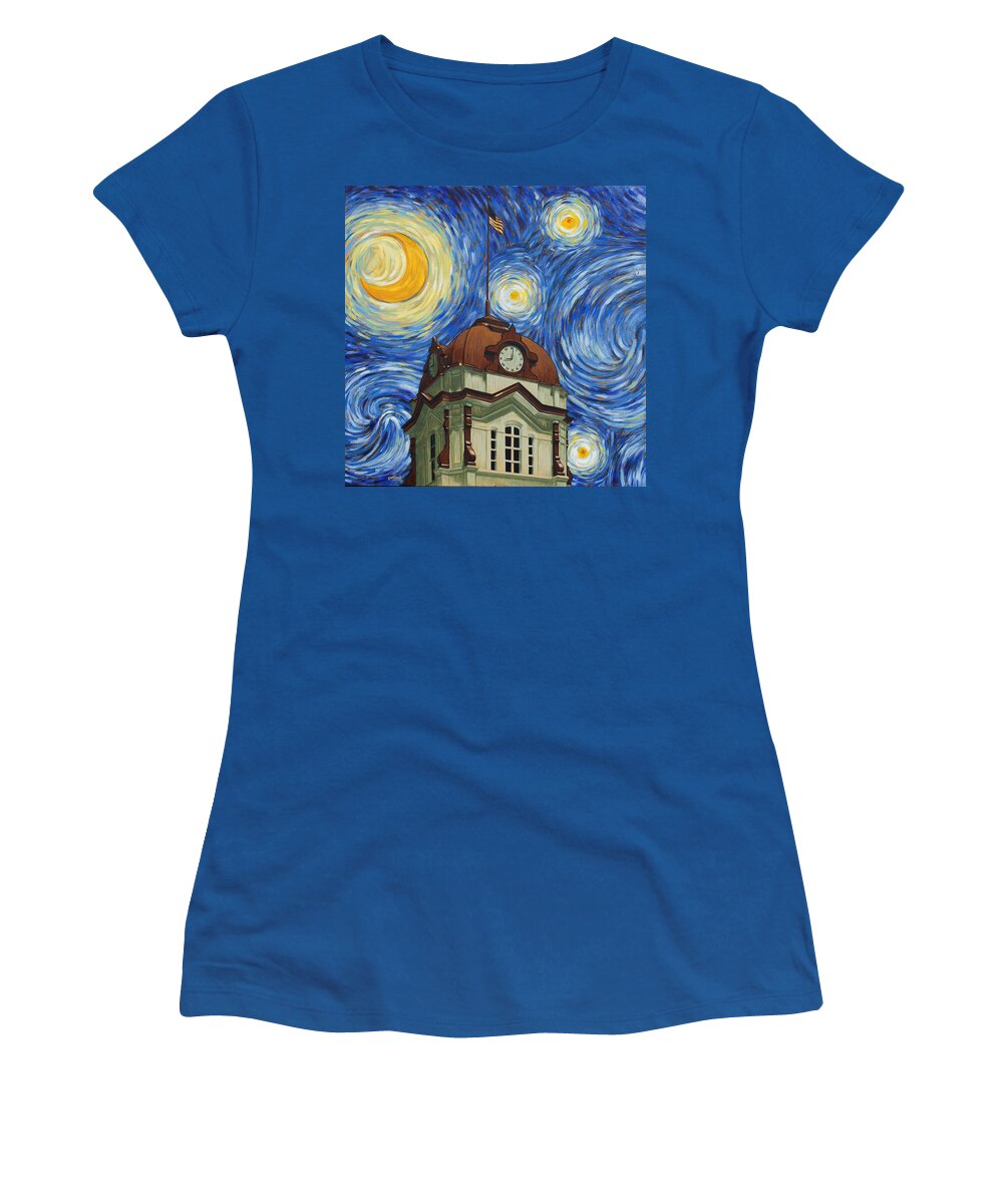 Starry Women's T-Shirt featuring the painting Van Gogh Courthouse by Glenn Pollard