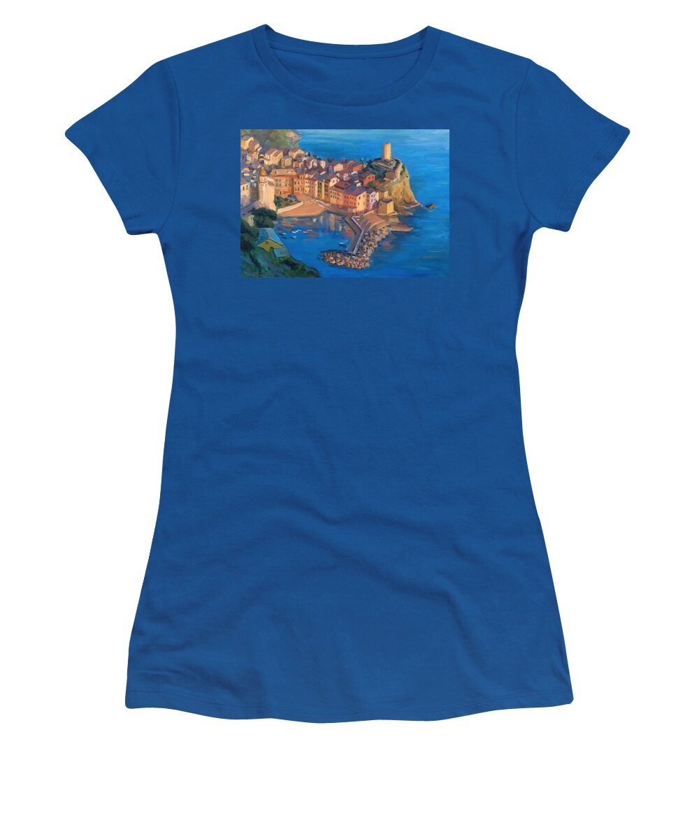 Village Women's T-Shirt featuring the painting Vernazza by Marco Busoni