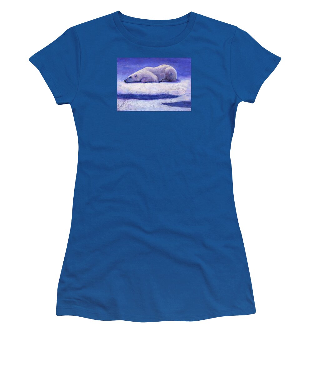 Polar Bear Women's T-Shirt featuring the painting Waiting by Billie Colson