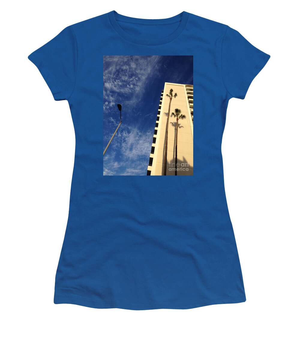 Wilshire Women's T-Shirt featuring the photograph Wilshire Palms by Nora Boghossian