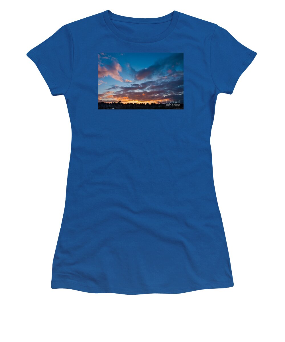 Sunset Women's T-Shirt featuring the photograph Winter sunset by Cheryl Baxter