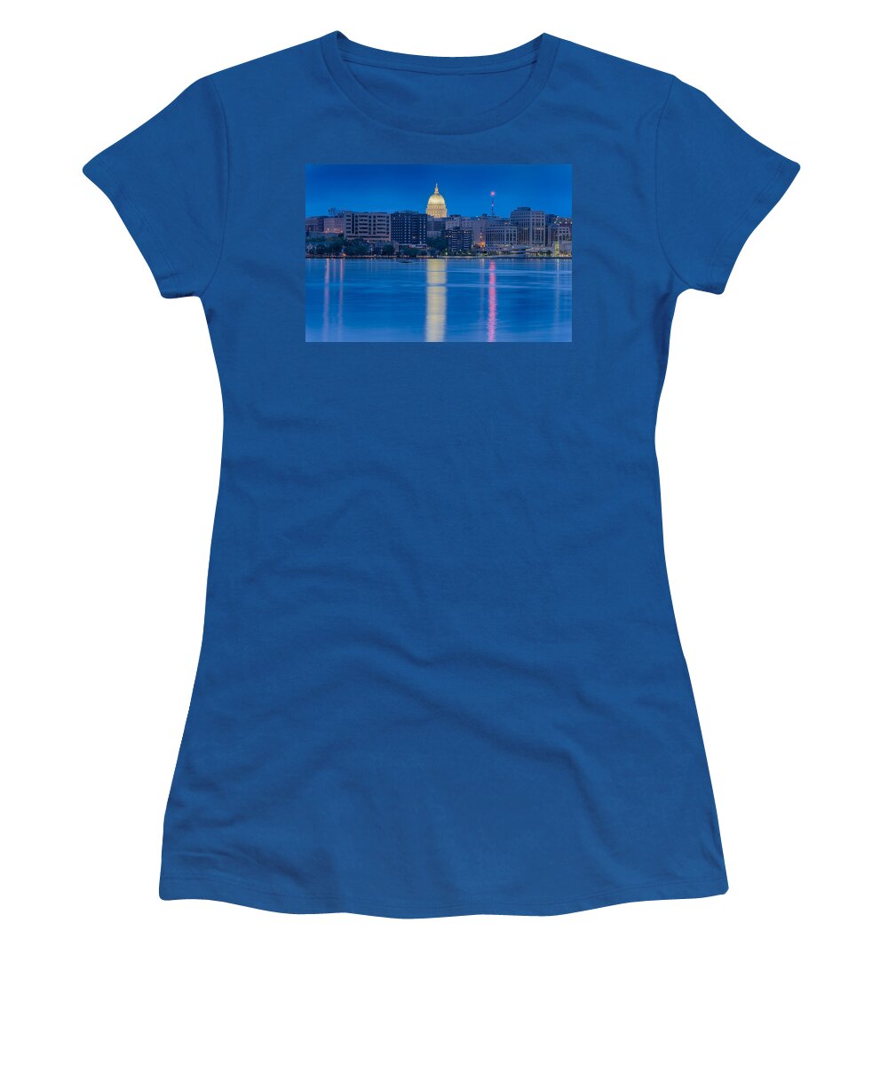 Capitol Women's T-Shirt featuring the photograph Wisconsin Capitol Reflection by Sebastian Musial