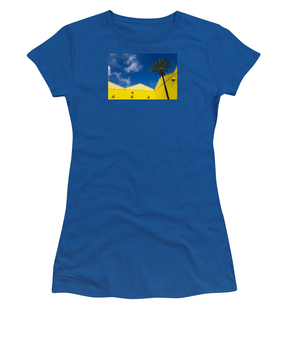 Palm Tree Women's T-Shirt featuring the photograph Yellow Warehouse by David Smith