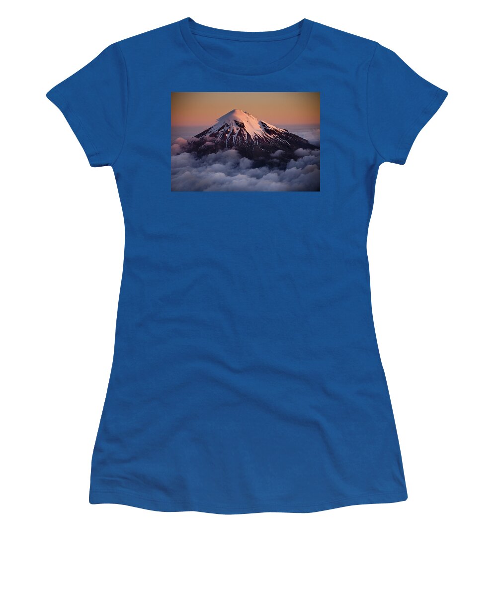 00447580 Women's T-Shirt featuring the photograph Mount Taranaki Above The Clouds New #1 by Colin Monteath