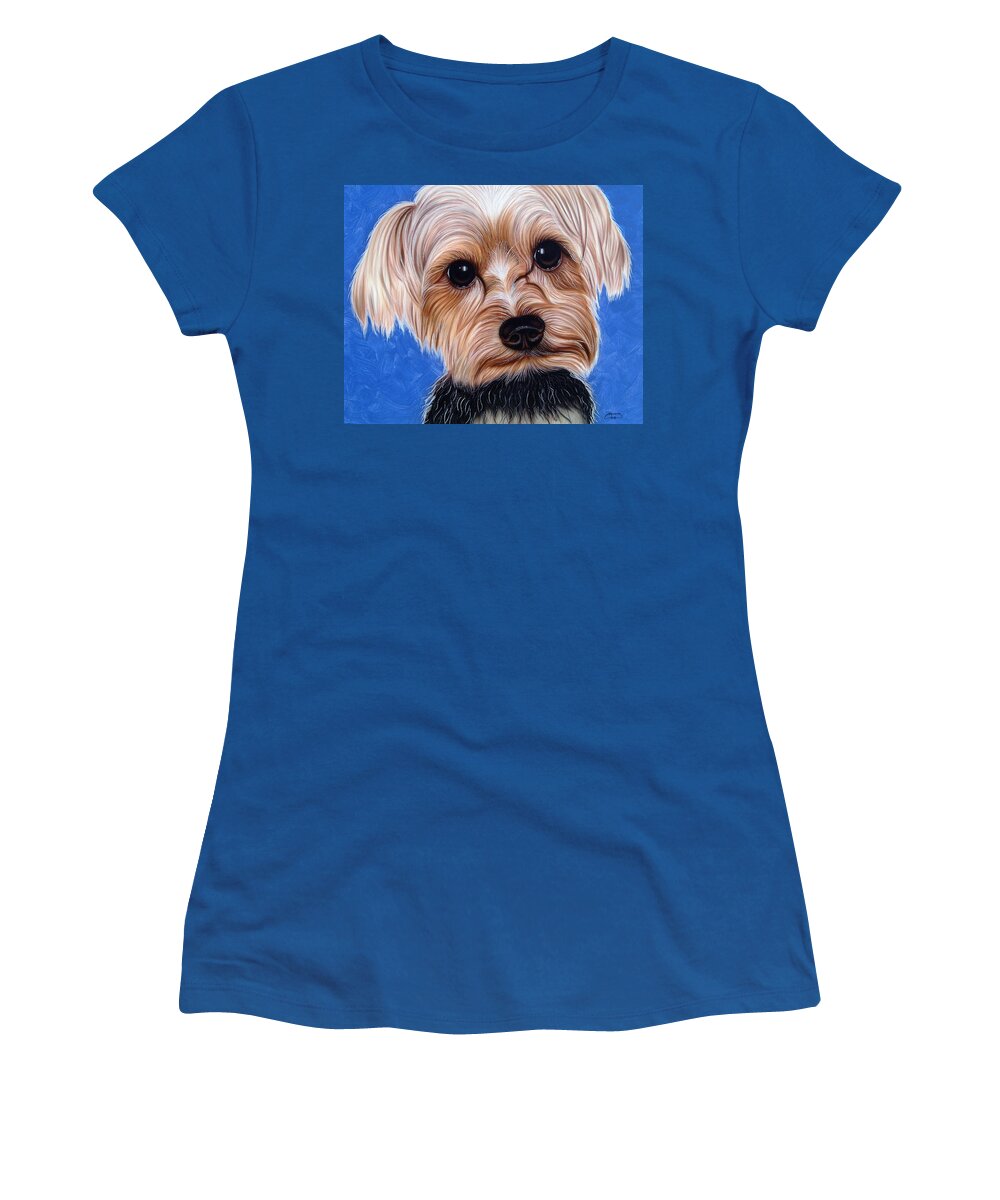 Small Dogs/toy Dogs/dogs/small Pets/cute Women's T-Shirt featuring the painting Terrier #1 by Dan Menta