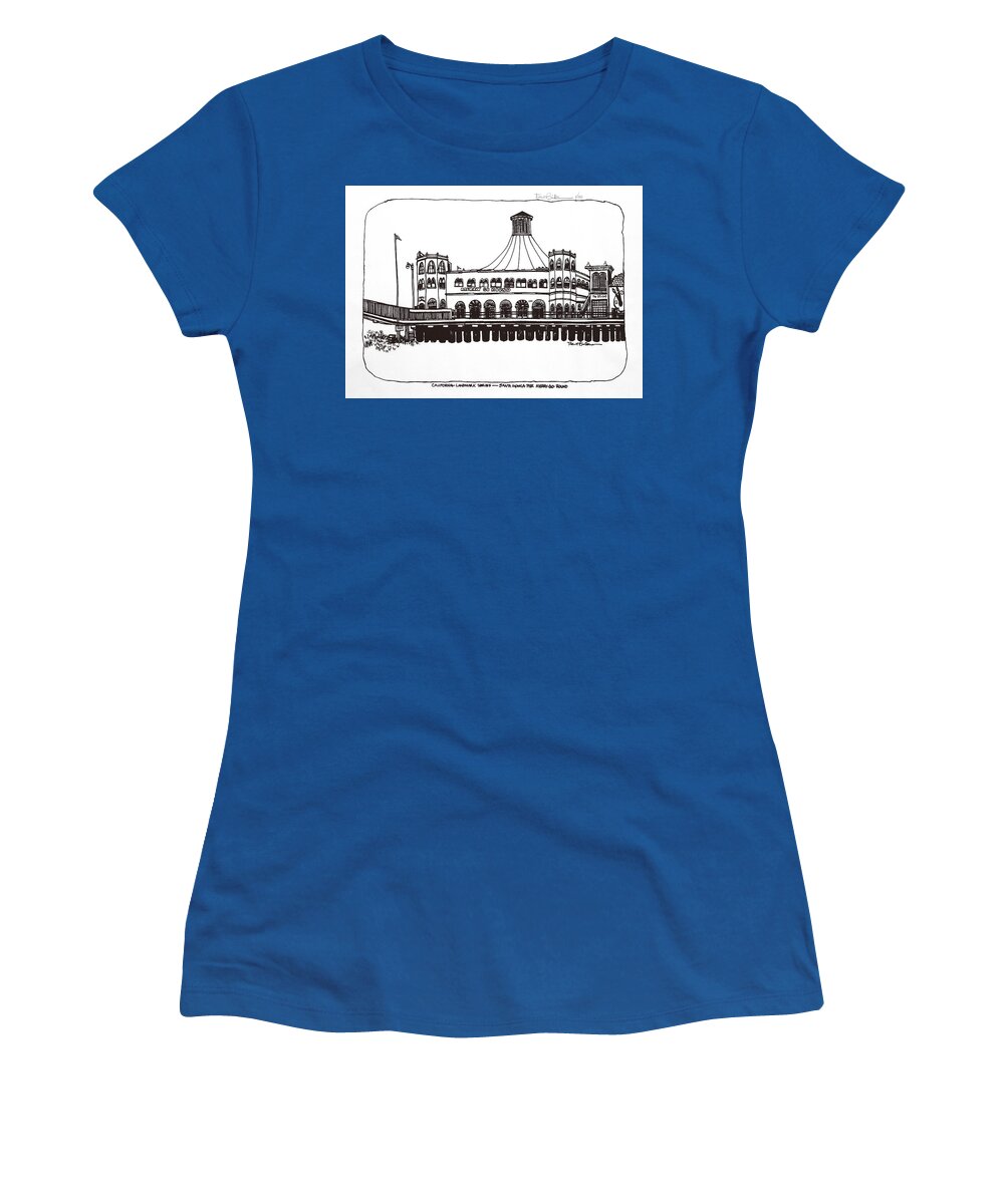 Santa Monica Pier Merry-go-round Building California Women's T-Shirt featuring the drawing Santa Monica Pier Merry-Go-Round #2 by Robert Birkenes