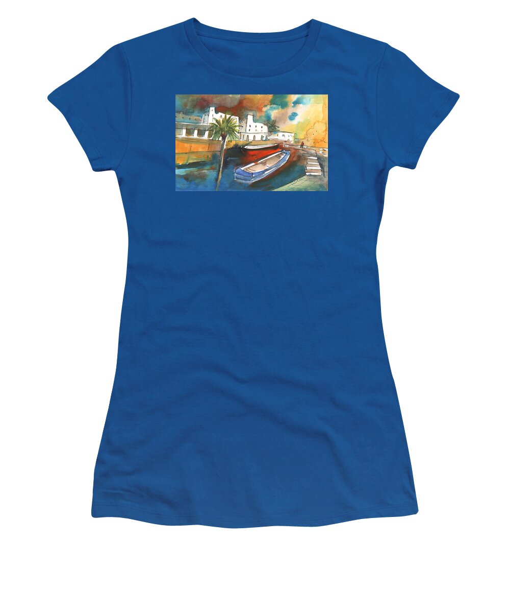 Travel Art Women's T-Shirt featuring the painting Agia Galini 04 by Miki De Goodaboom