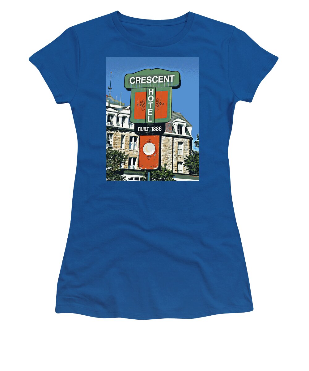 Signs Women's T-Shirt featuring the photograph Crescent Hotel by Jo Sheehan