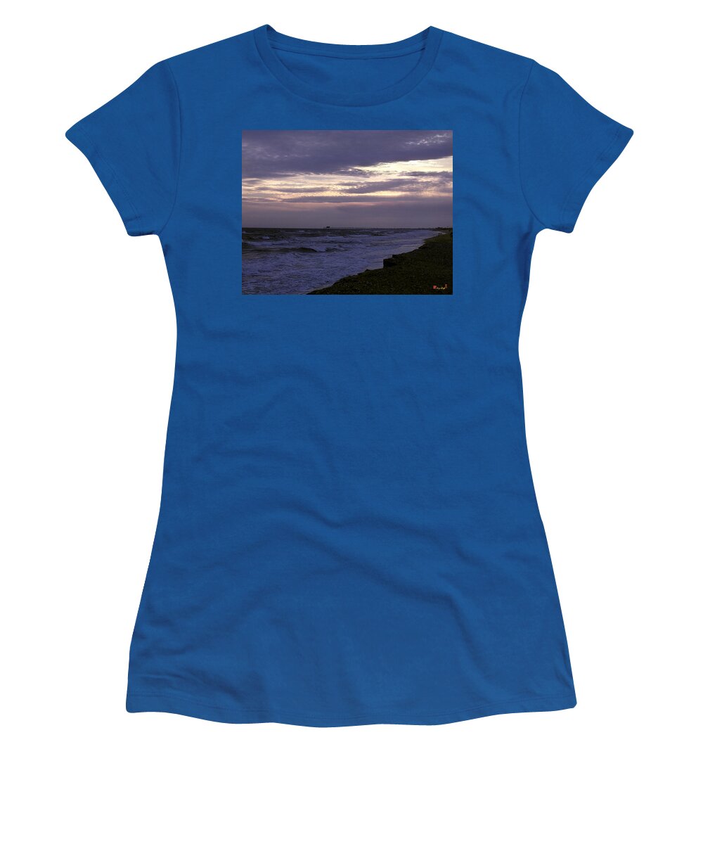 Ocean Women's T-Shirt featuring the photograph Fishing Pier Before the Storm 14A by Gerry Gantt