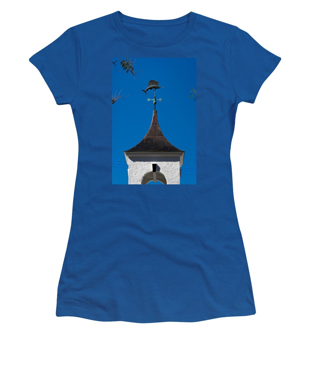 Blue Sky Women's T-Shirt featuring the photograph Palm Beach Shores Town Hall by Ed Gleichman