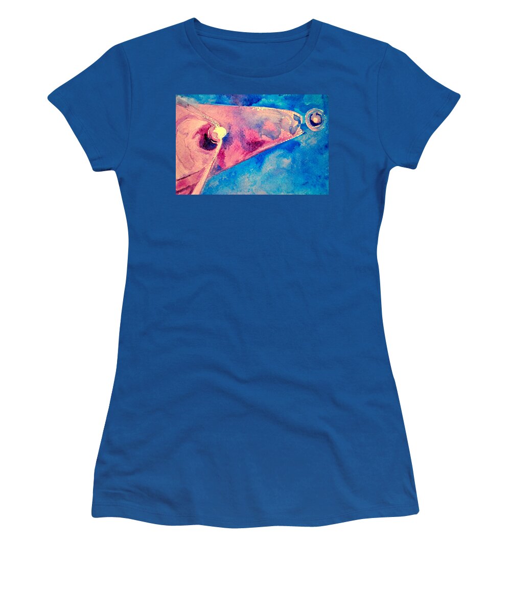 Umphrey's Mcgee Women's T-Shirt featuring the painting Pink on Blue by Patricia Arroyo