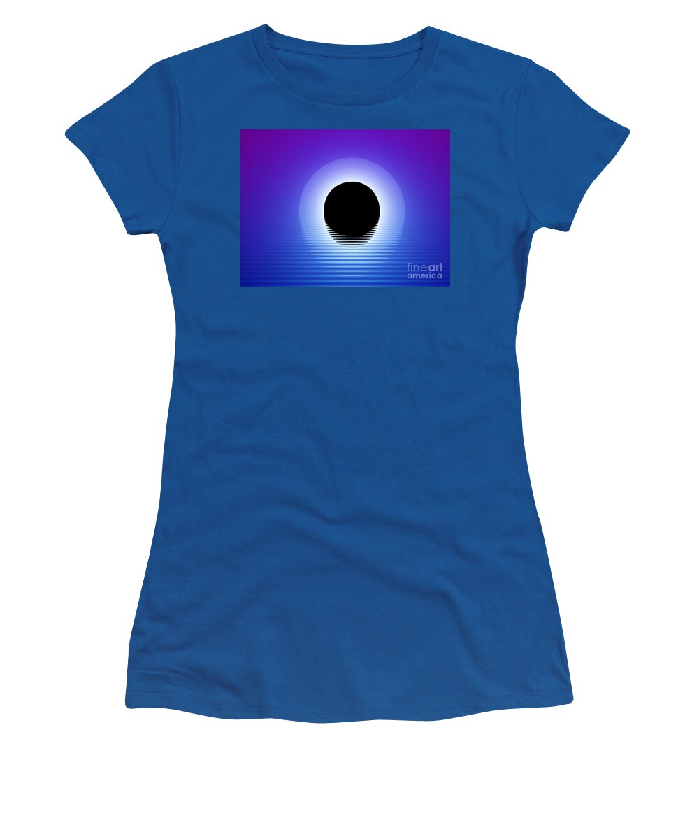 Fractal Women's T-Shirt featuring the digital art Purple moon set by Steev Stamford