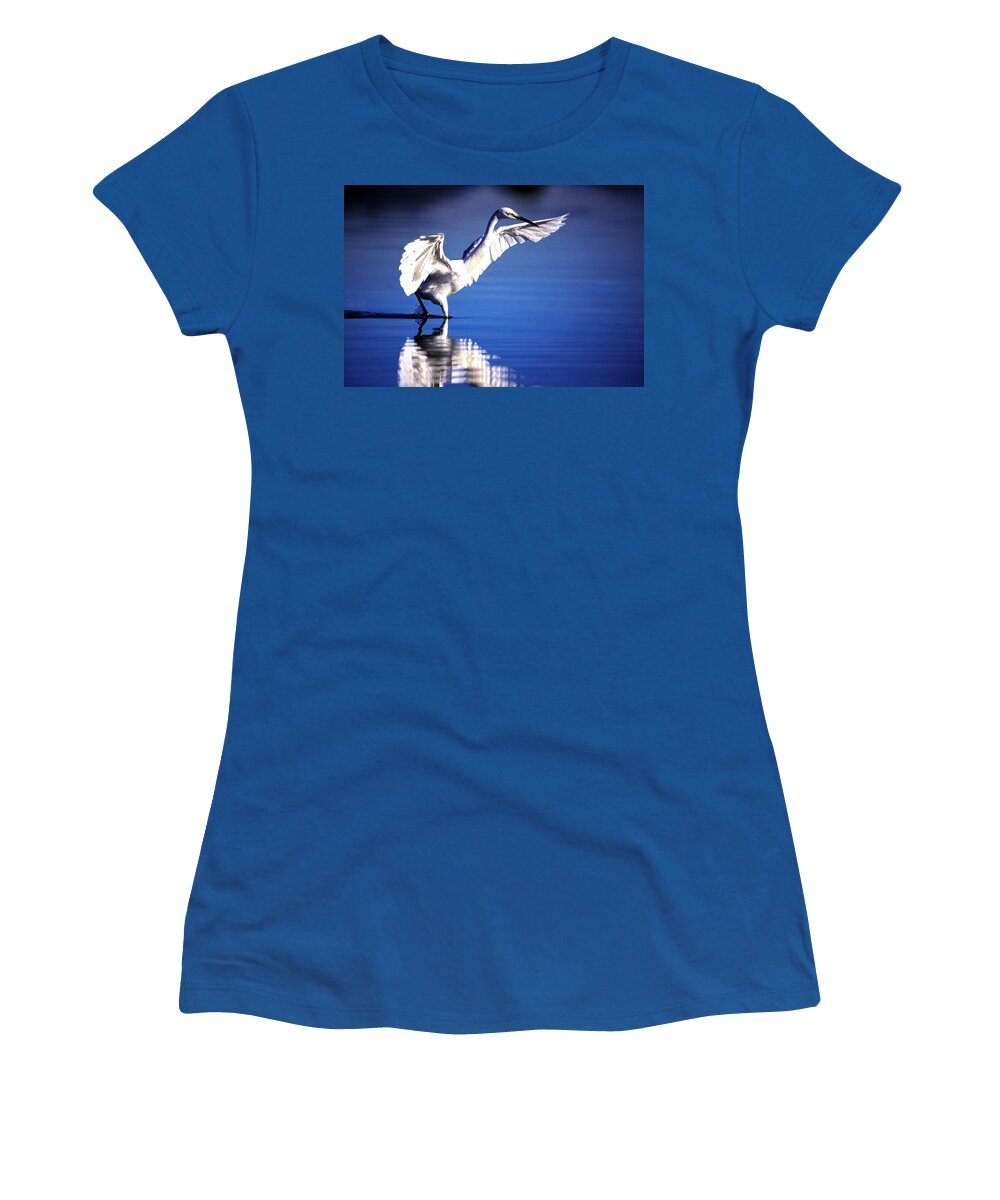 Little Egret Women's T-Shirt featuring the photograph Waterdancer by Alistair Lyne