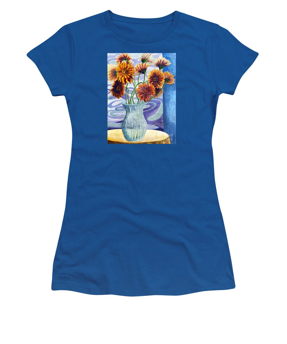  Women's T-Shirt featuring the painting 01305 Orange African Daisies #1 by AnneKarin Glass