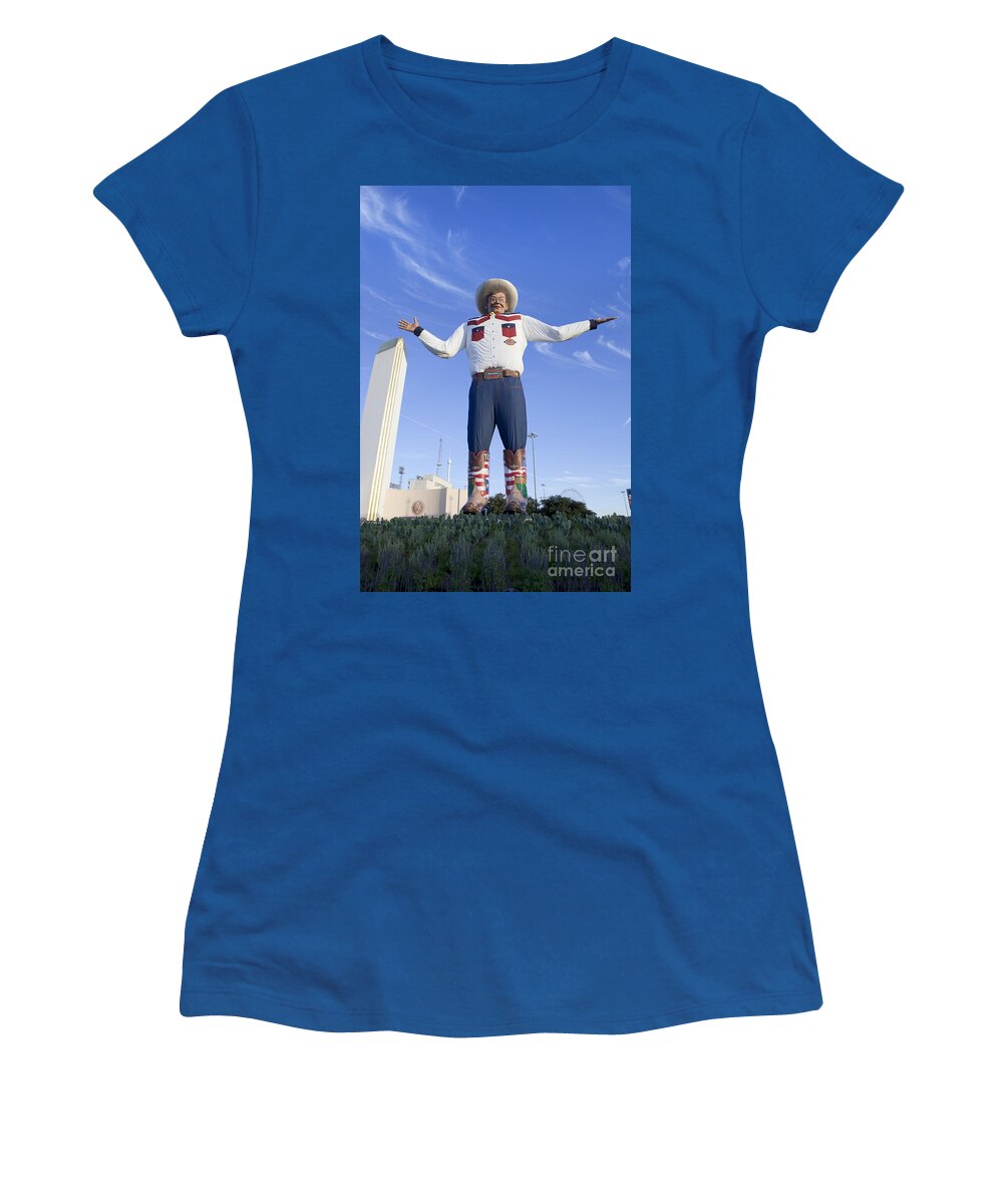 Big Tex Women's T-Shirt featuring the photograph Big Tex in Dallas Texas #1 by Anthony Totah