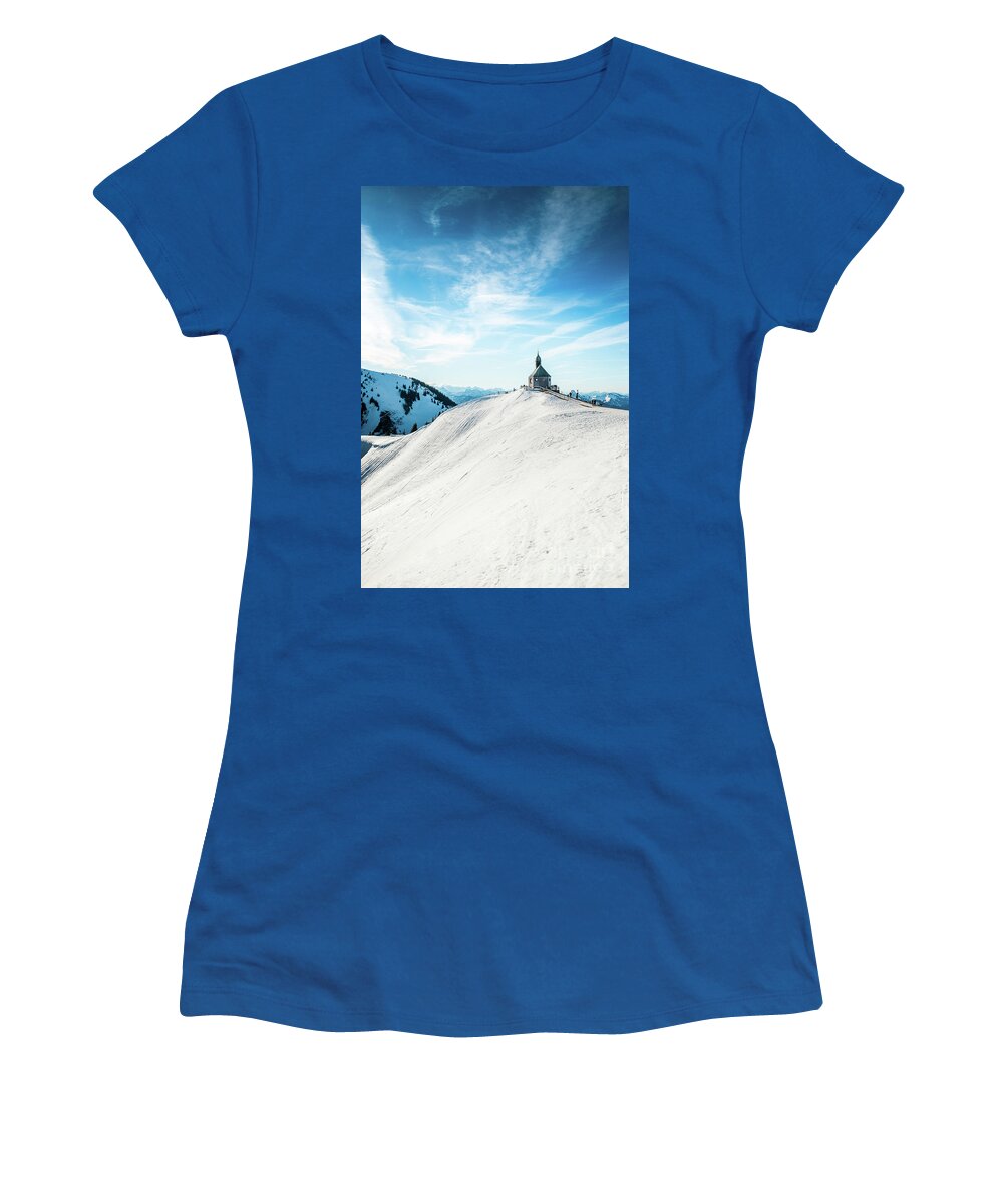 Wallberg Women's T-Shirt featuring the photograph The chapel in the alps #2 by Hannes Cmarits